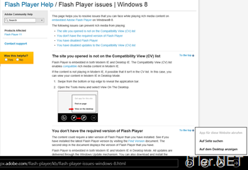 Windows 8 / RT – Flash im Metro Internet Explorer aktivieren