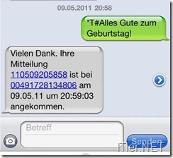 SMS-Sendebestätigung-Codes