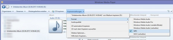 Audio CD mit Hilfe des Windows Media Player zu einem MP3 Files umwandeln (2)