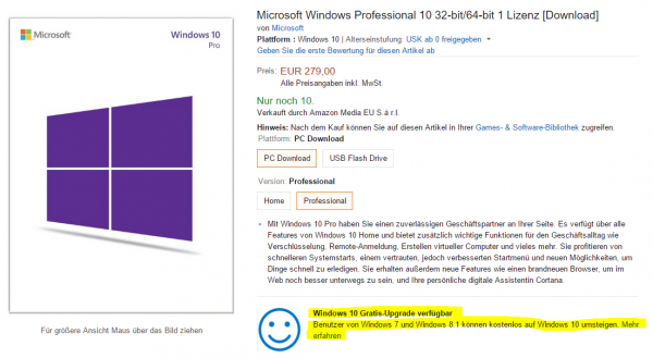 Windows-10-Datenträger-Amazon