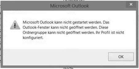 Microsoft Outlook kann nicht gestartet werden