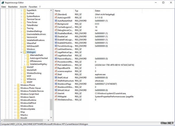 Windows 10 Autologin ueber Registrierungs-Editor (2)