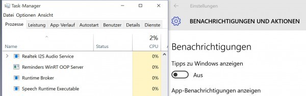 Windows 10 - Runtime Broker - keine CPU Load - Windows Tipps deaktiviert
