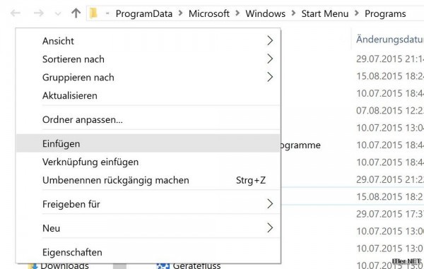 Windows 10 - Verknüpfungen ins Startmenü bringen (3)