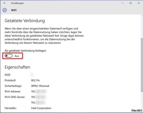 Windows 10 - getaktete Verbindung aktivieren (3)