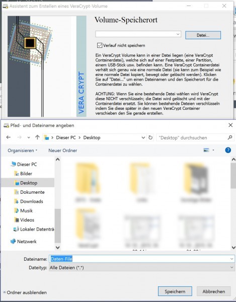 14 - VeraCrypt - deutsche Anleitung zum Daten verschlüsseln - Speicherort