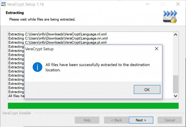 7 - VeraCrypt - deutsche Anleitung zum Daten verschlüsseln - Installation abgeschlossen