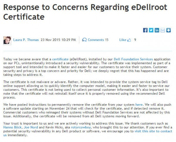 Dell-eDellroot-Zertifikat-Information