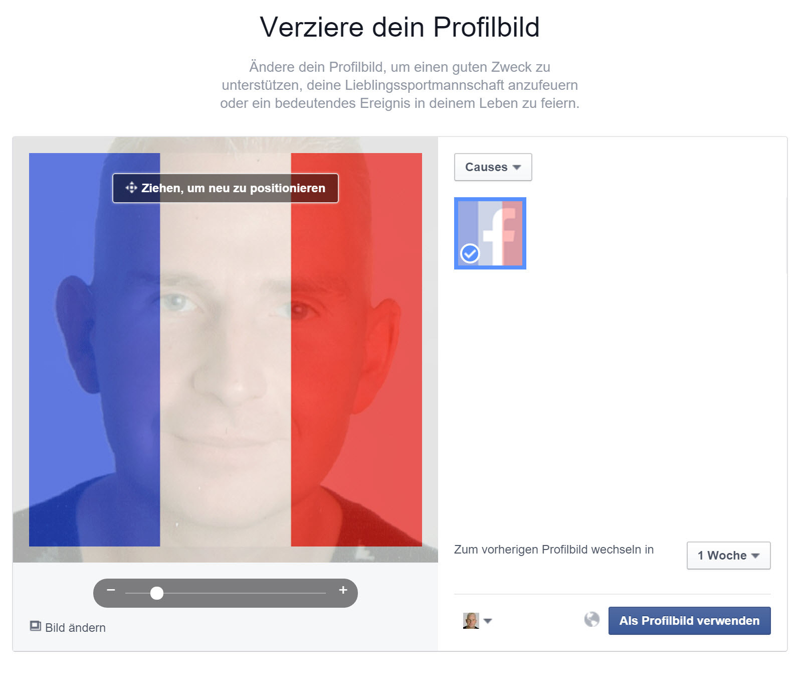 Facebook temporäres profilbild verlängern